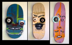 masques , skateboards, matériaux divers, dimension divers,2007